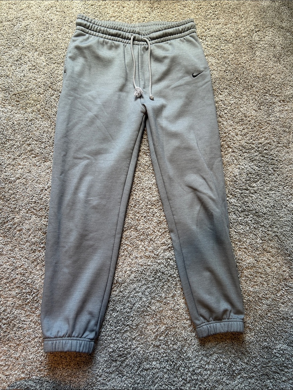Nike Light Gray Drawstring Joggers with Black Swoosh